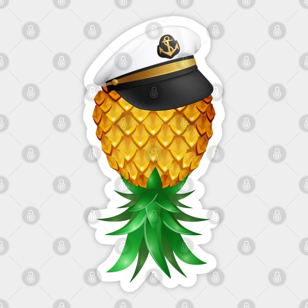 Swinger Upside Down Pineapple Captain Sailor Hat Sea captain Sticker by LemoBoy